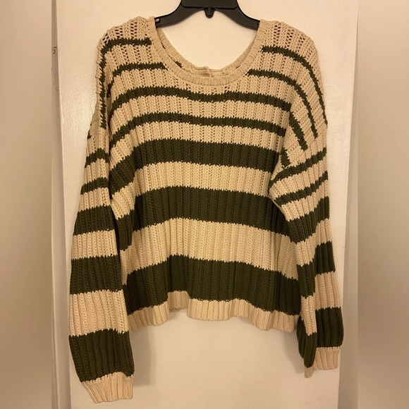 NWT Splendid x Rachelove Striped Reversible Cardigan Green & Cream Size XL - Picture 3 of 10